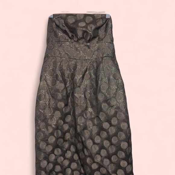 Anthropologie Moulinette Soeurs Gold Metallic Strapless Mini Dress Size 6 - Picture 1 of 6
